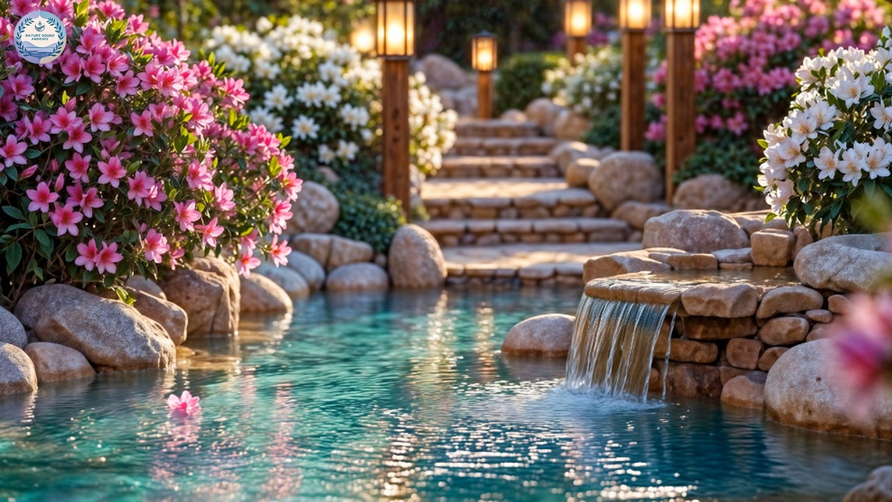 Healing Garden Ambience: Relaxing Waterfall & Nature Sounds for Sleep