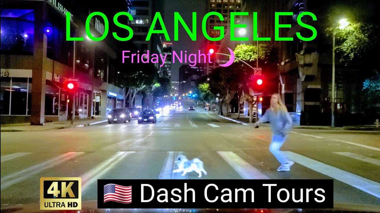 Driving through Los Angeles on Friday Night 4K Dash Cam Tours October, 2020