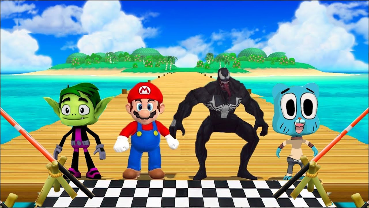 Mario Party 9 MiniGames Beast Boy Vs Mario Vs Venom Vs Gumball (Master Difficulty)