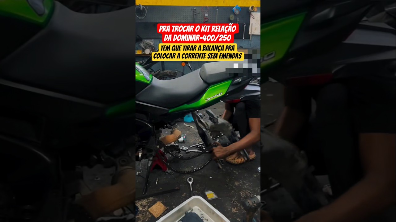 Troca do kit rela&ccedil;&atilde;o D400 sem emendas na corrente se tira a balan&ccedil;a t&aacute; certo isso? #bajaj #honda
