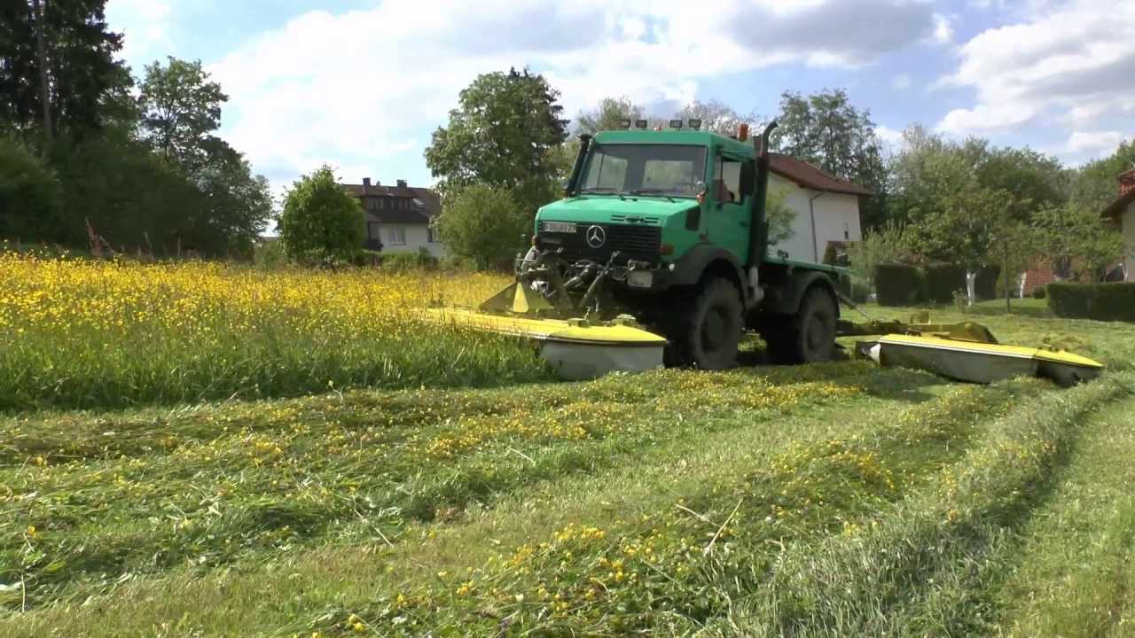 Unimogs im Einsatz für die Landwirtschaft I 1. Schnitt 2013 mit Mercedes-Benz und Pöttinger