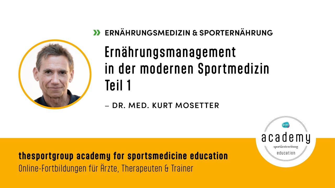 Ernährungsmanagement in der modernen Sportmedizin Teil 1