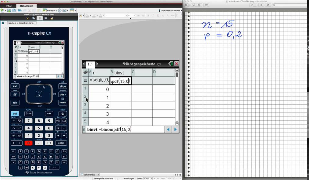 TI-nspire Binomialverteilung grafisch und mit Tabelle darstellen