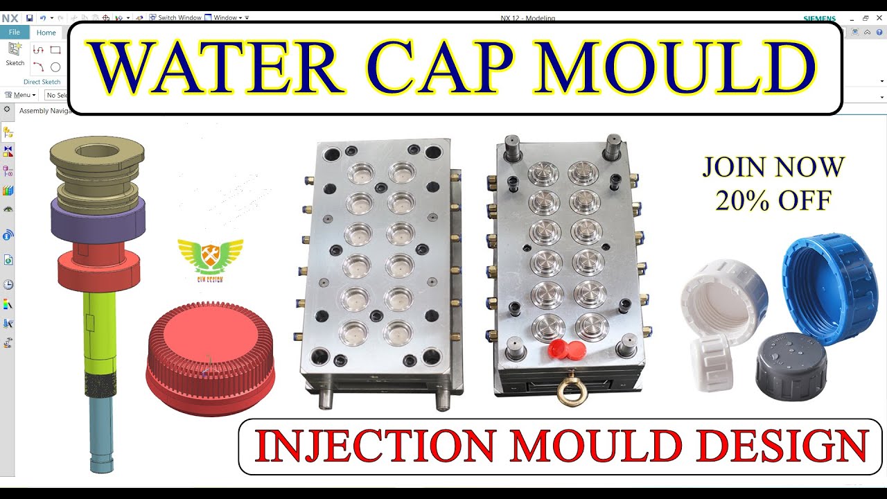 WATER CAP MOULD DESIGN 26-22 | Plastic injection mould design water cap bottle mold #cimdesign