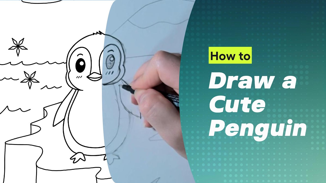 Draw a cute Penguin, step by step guide
