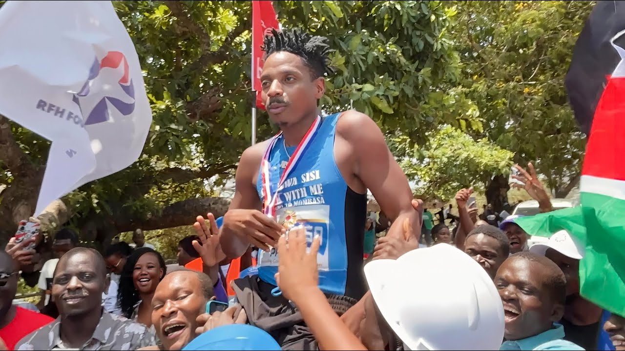 HOW ERIC OMONDI FINISHED HIS RACE IN MOMBASA AFTER A SUCCESSFULL WALK FROM NAIROBI🔥