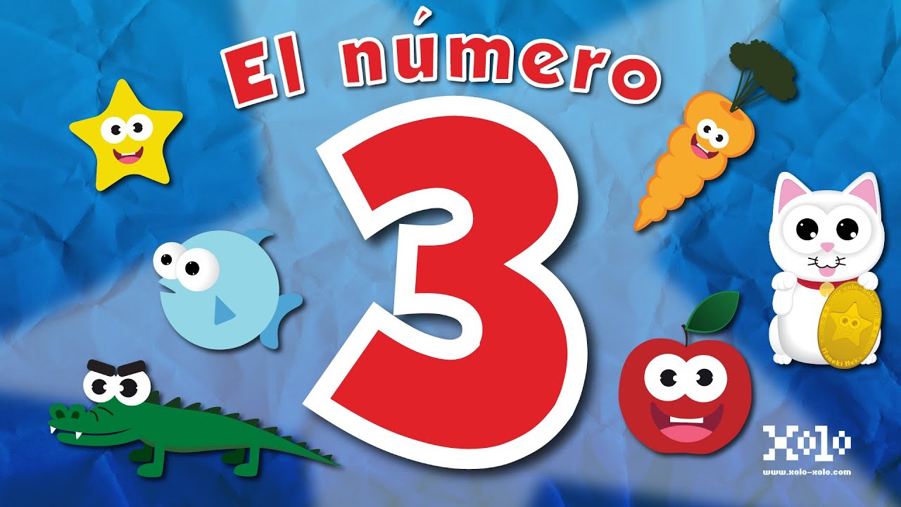 El n&uacute;mero 3 para ni&ntilde;os en espa&ntilde;ol - Videos Aprende - #numero3