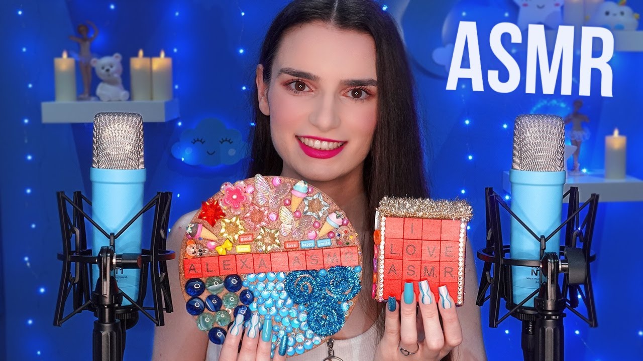 ASMR with Trigger Boards I Made 💙 Tapping , Scratching , Close Whispers & More for Sleep 😴 4K