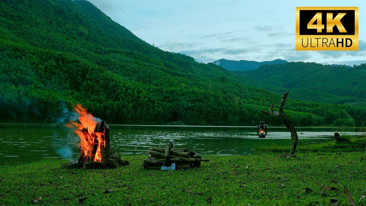 🔥 Campfire beside the Still Lake – Relax & Sleep with Nature Sounds