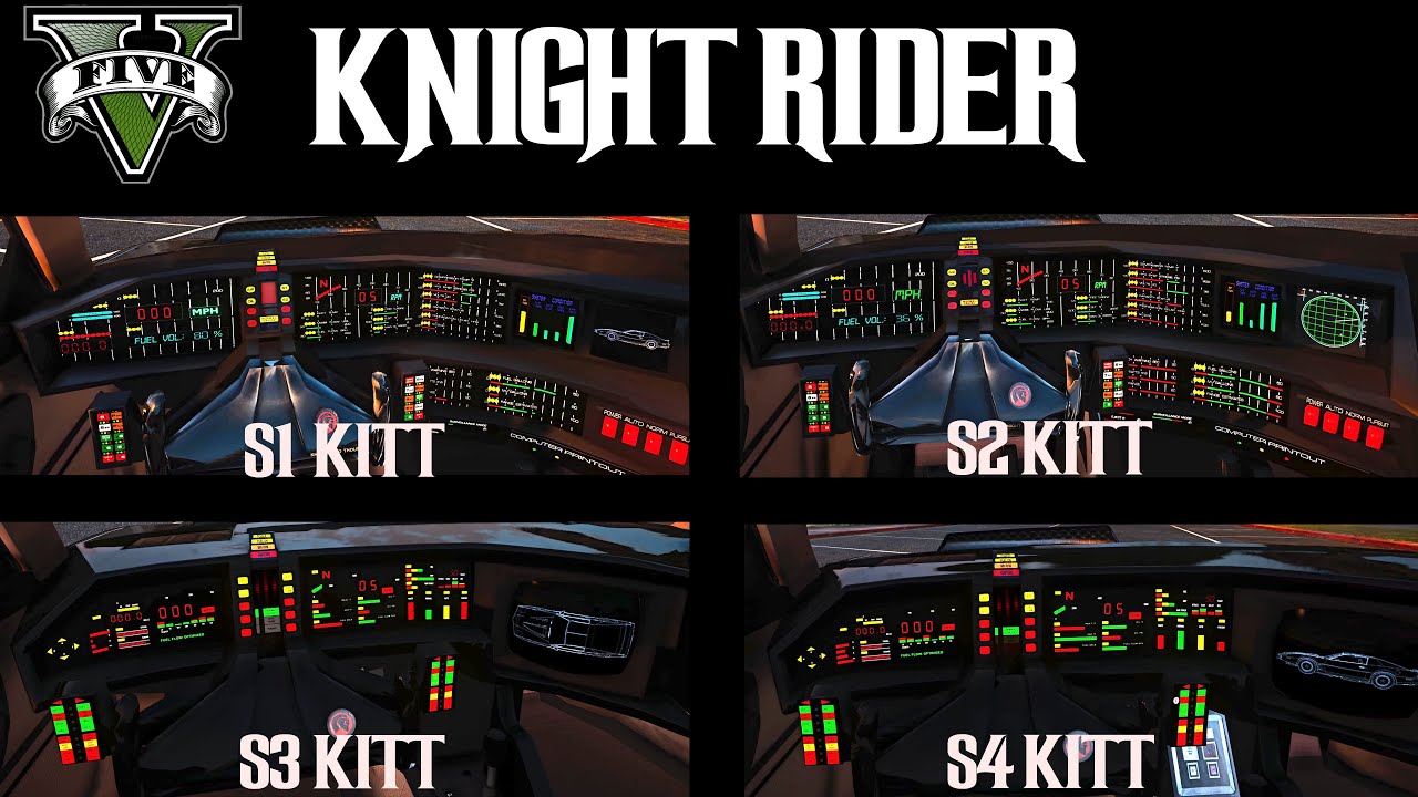 Knight Rider Mod GTA 5 - 4 separate KITT Versions (S1, S2, S3 & S4)