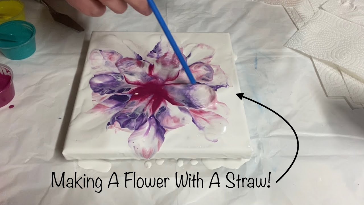 Painting A Flower With Just a Straw - Easy Fluid Art