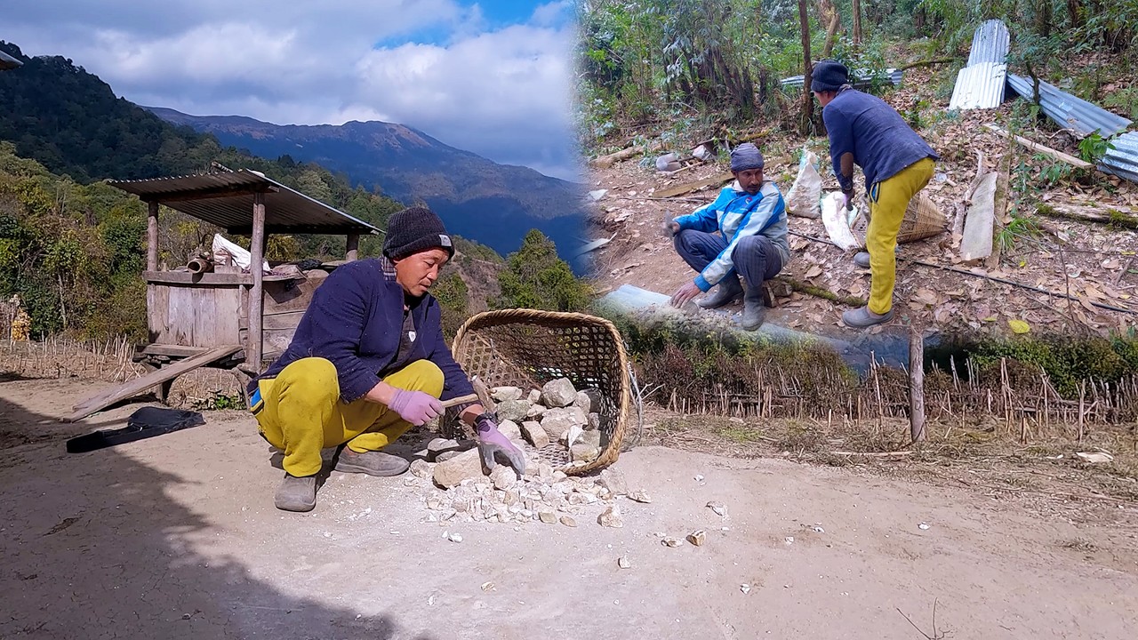 bhumi working together with Shyal kaka ( fox uncle ) in the village || life in rural Nepal ||