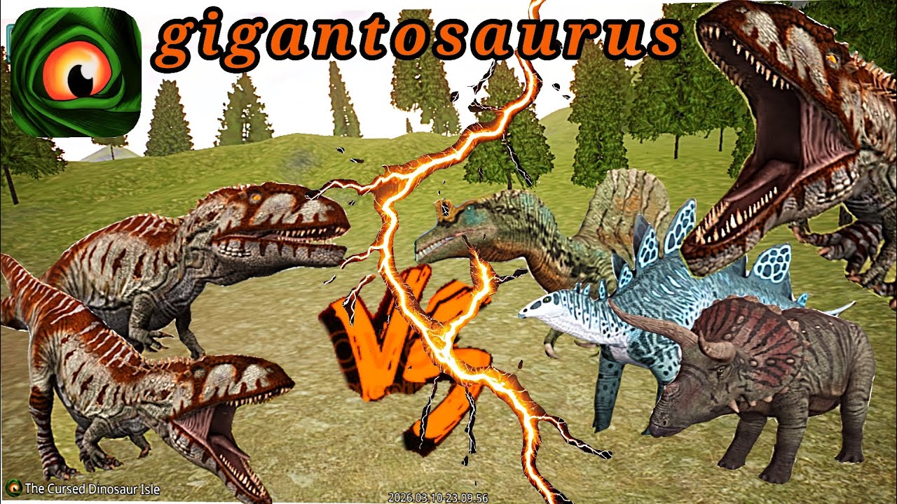 Giga 🦖  VS silver 🔥  intense battles 💯💥 VS  t-rex _ spino_ trice |. اقوى لقطات  الغيغا الجلاد 