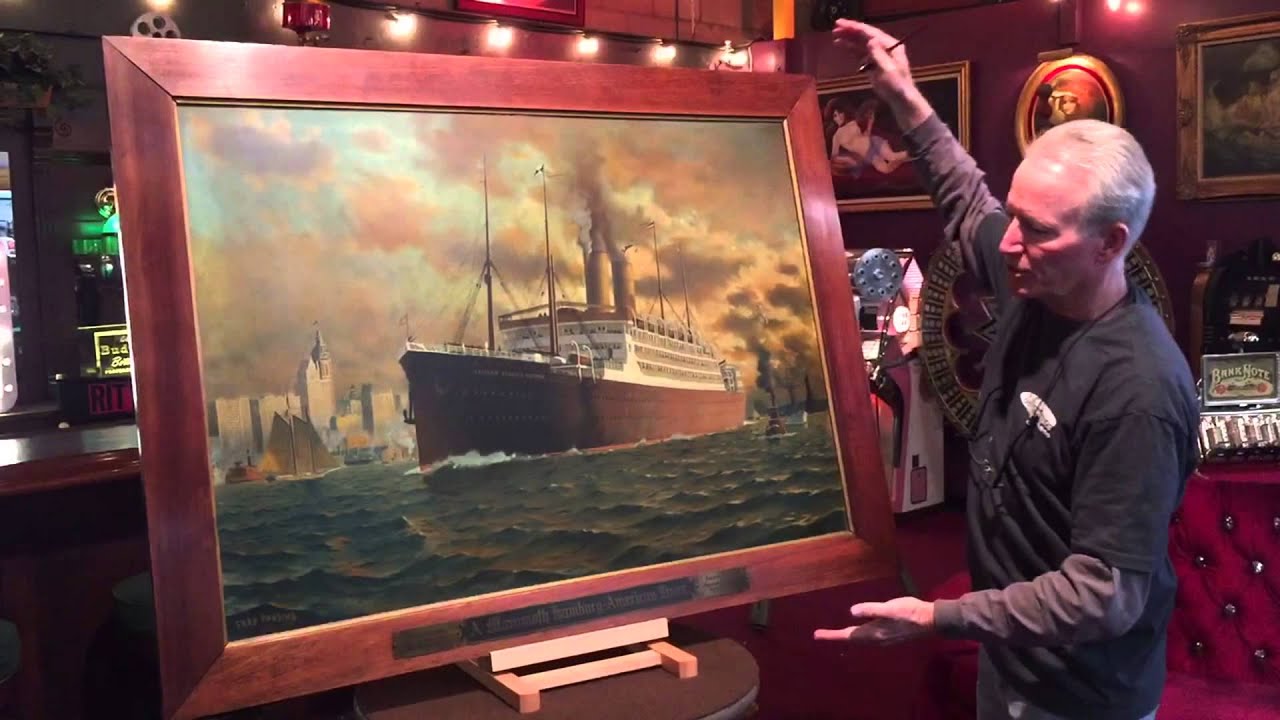 Hamburg American Ocean Liner Tin Lithograph