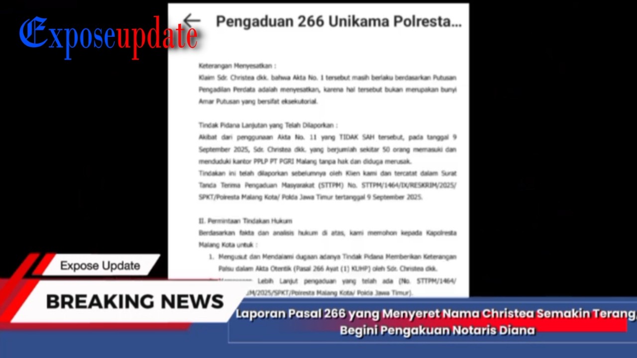 LAPORAN PASAL 266 YANG MENYERET NAMA CHRISTEA SEMAKIN TERANG, BEGINI PENGAKUAN NOTARIS DIANA