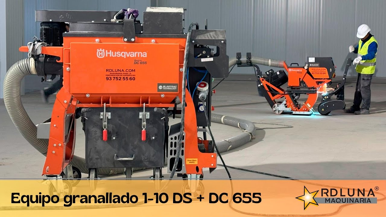 Puesta en marcha del equipo de granallado compuesto por la granalladora 1-10DS y el aspirador DC655.