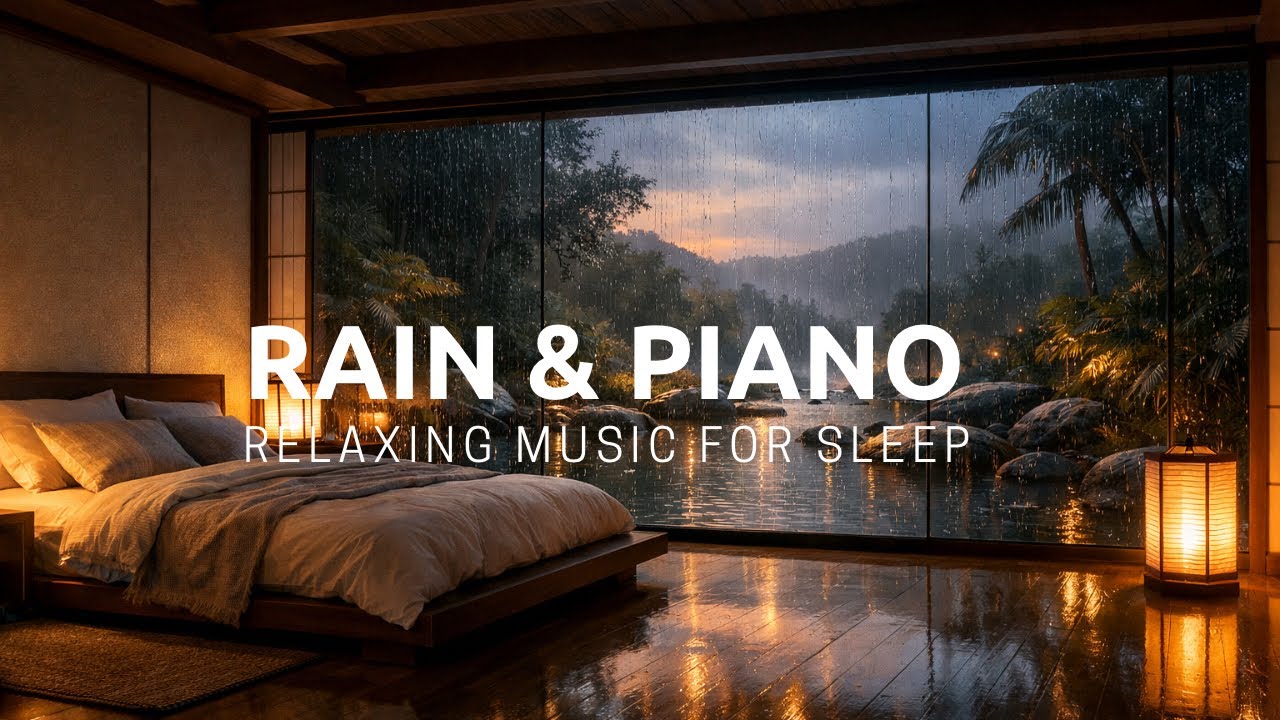 rain and piano relaxing music for sleep