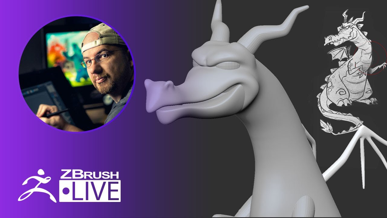 3D Model a Stylized Dragon #withme ! - Shane Olson - ZBrush 2020 - Part 1