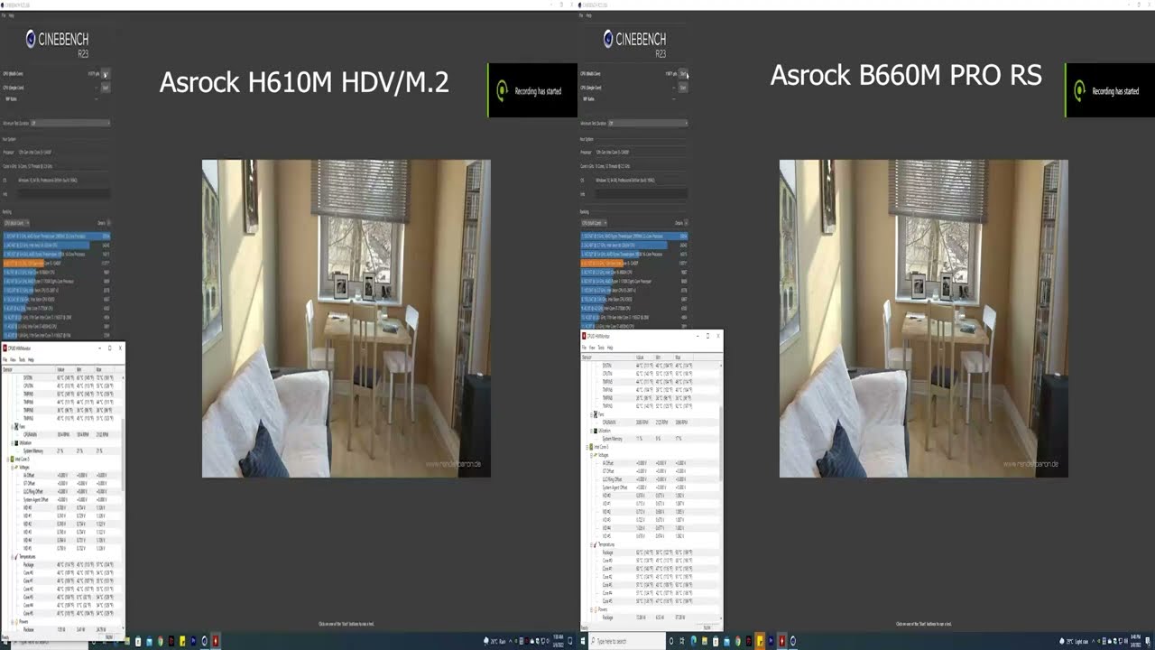 ASROCK H610M HDV/M.2 vs ASROCK B660M PRO RS - i5 12400F Stock Cooler Temperature Test CINENBENCH R23