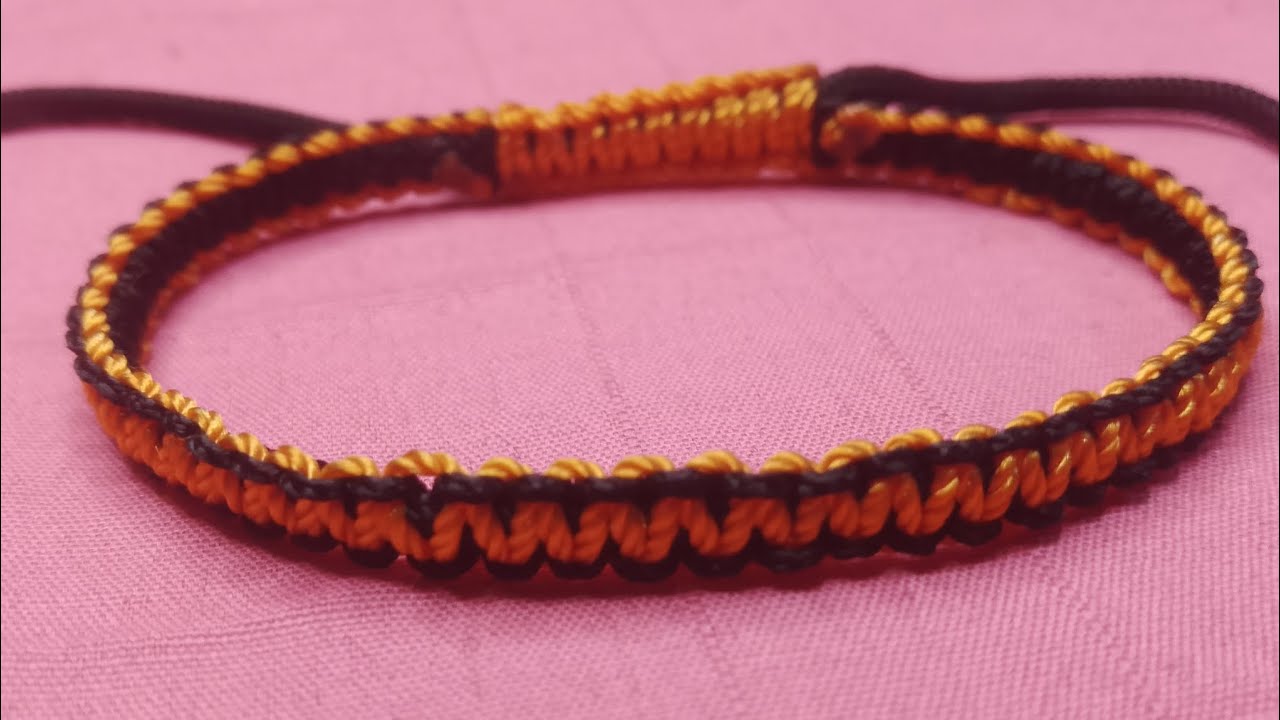 Beautiful orange black handmade bracelet easy macrame bracelet tutorial step by step 💞💞👍