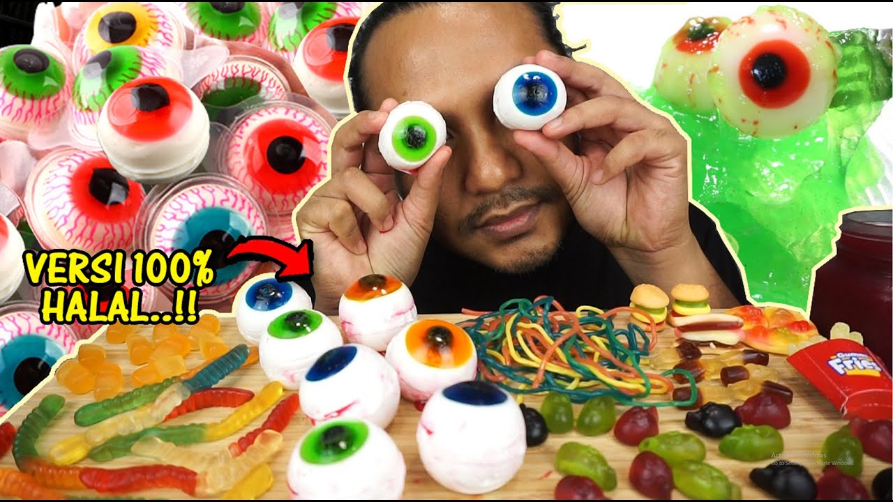 HALAL eyeball gummy dan yupi (mukbang malaysia) WORM GUMMY HARIBO