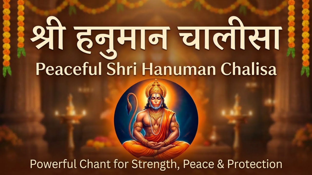 श्री हनुमान चालीसा 🌸 Peaceful Nonstop Hanuman Chalisa With Lyrics | Heal Yourself & Calm Mind