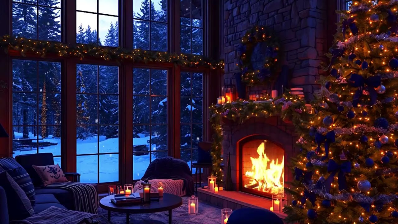 Wintery Christmas Retreat ✨ Cozy Fireplace, Candlelight Glow & Peaceful Snowfall (No Music)
