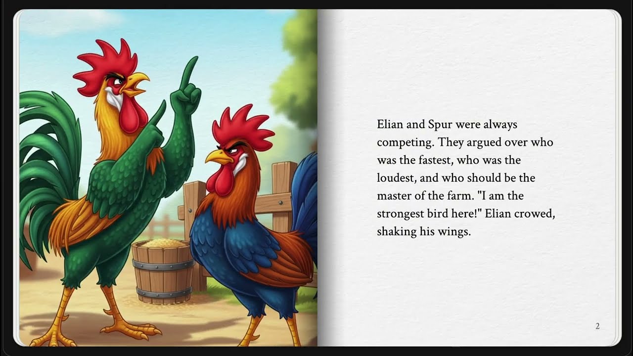 The Fighting Cocks and the Eagle | Aesop's Fables | Storybook
