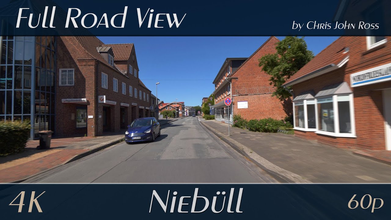 Niebüll, Germany: Marktstraße, Lornsenstraße, Hauptstraße, Uhlebüller Straße, Bosbüller Weg - 4K UHD
