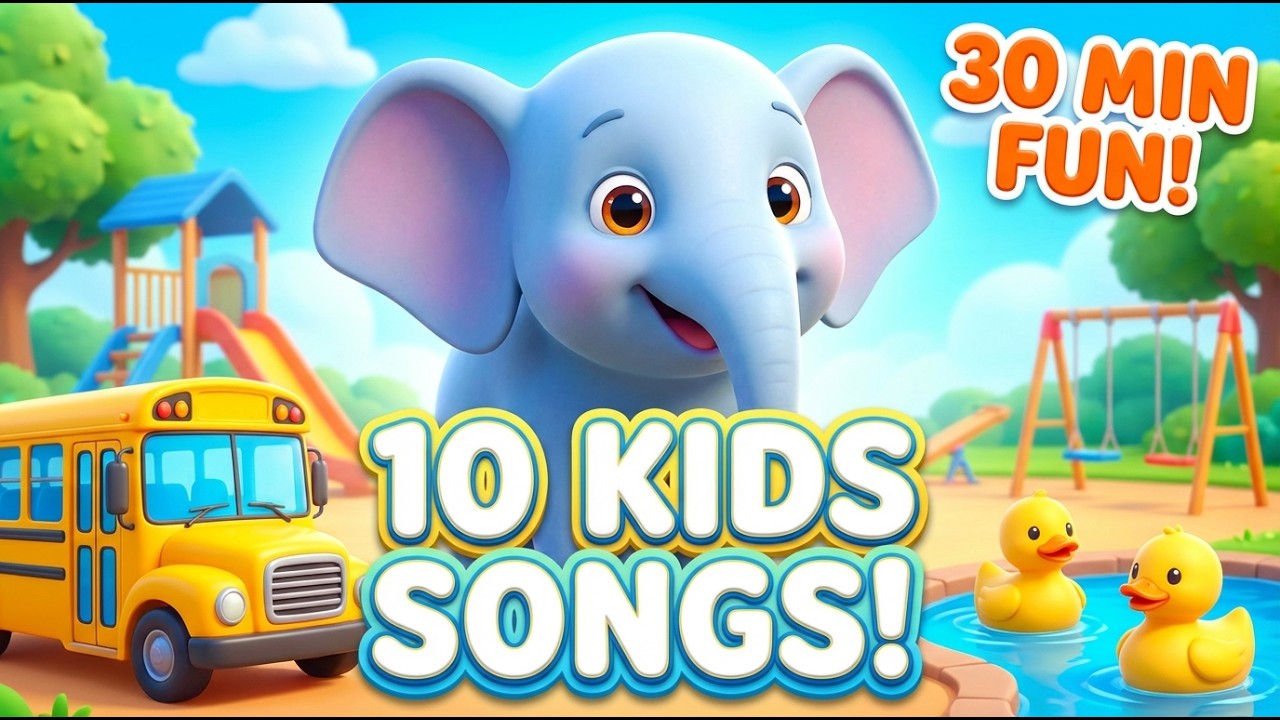 Wheels on the Bus, ABC Song & Five Little Ducks | Top 10 Kids Songs with Eli Elephant 🐘