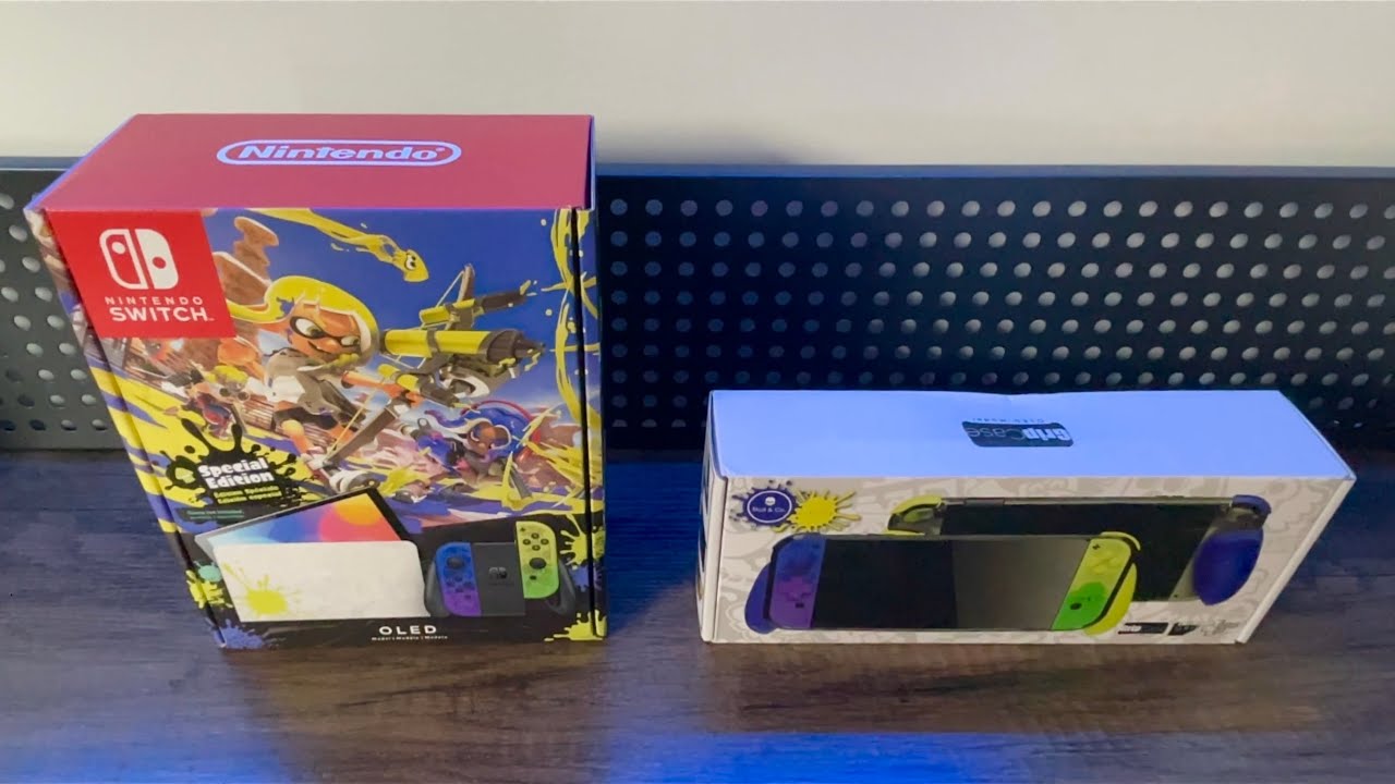 UNBOXING — Nintendo Switch OLED Console: Splatoon 3 Edition (2022) + Skull & Co GripCase (2022)