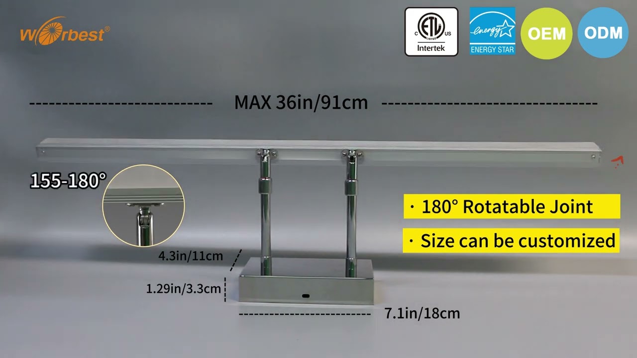 Worbest 180&deg;rotatable led vanity light
