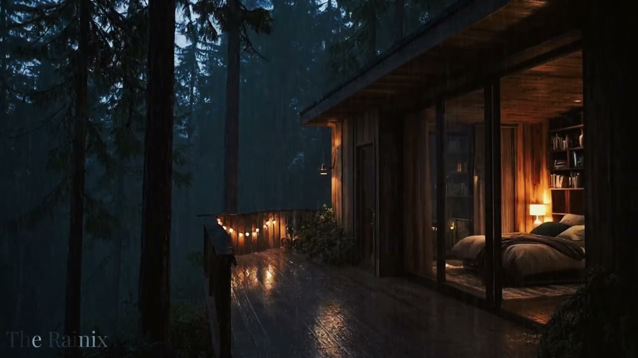 Rainy Night at the Cabin | Gentle Rain Sounds for Deep Sleep | No Music