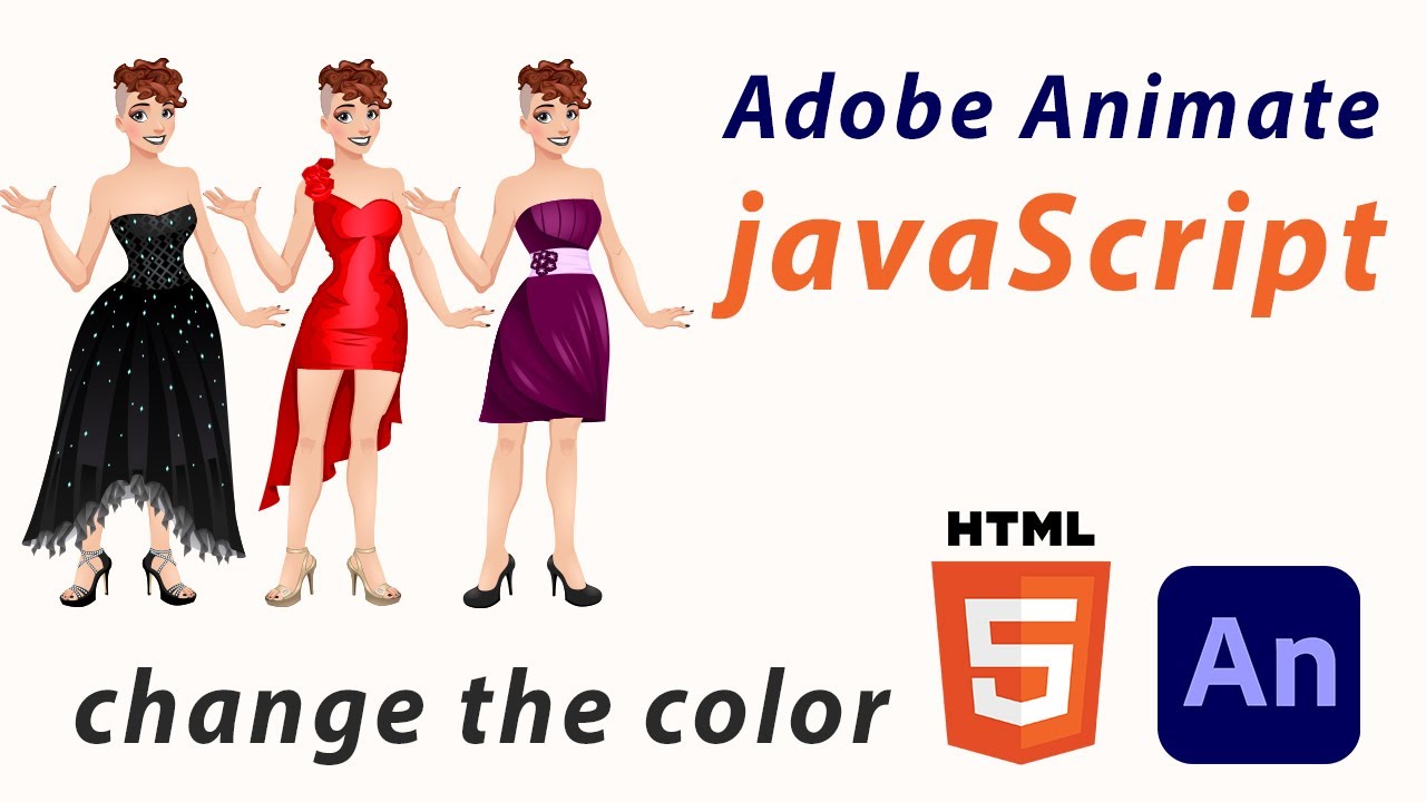 Adobe Animate CC 2022 TUTORIAL - interactive banner - Dress Up Game - JavaScript in HTML5 canvas.