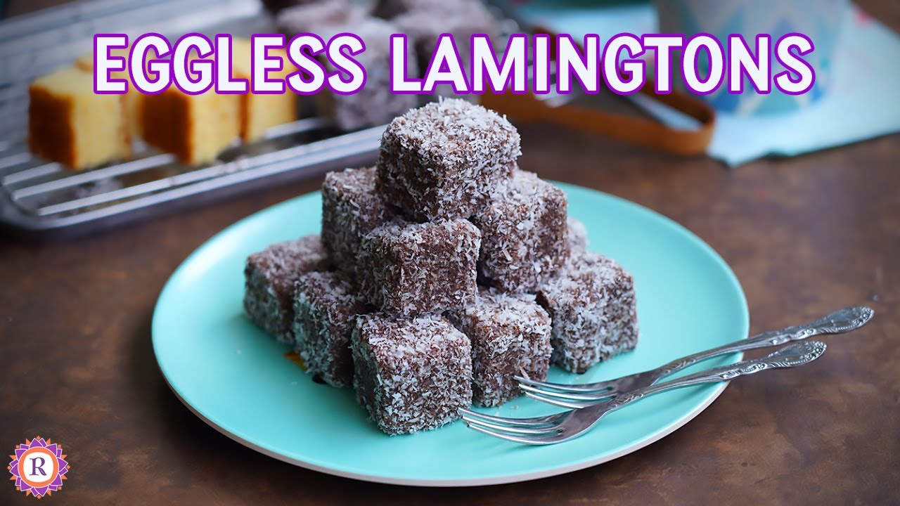 Eggless Lamington Cake Recipe | Eggless lamingtons | Australian cake recipe