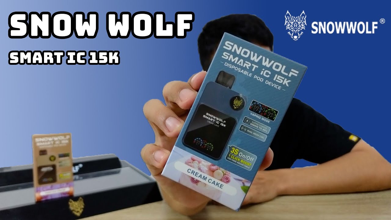 รีวิว พอตใช้แล้วทิ้ง Snow wolf smart ic 15000 คำ กลิ่น Cream cake / Taro ice cream