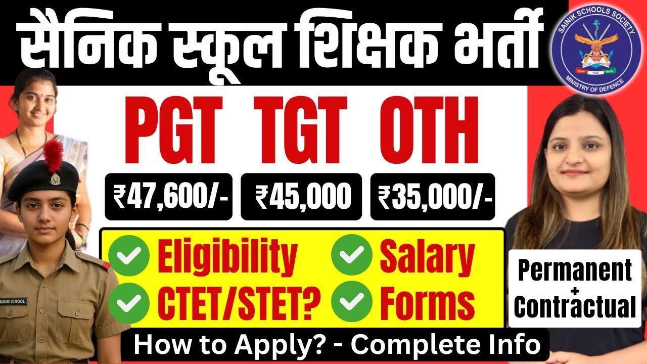 Sainik School Teachers Vacancy 2026 | Eligibility, Age Limit, Salary & Selection Process | Jobs
