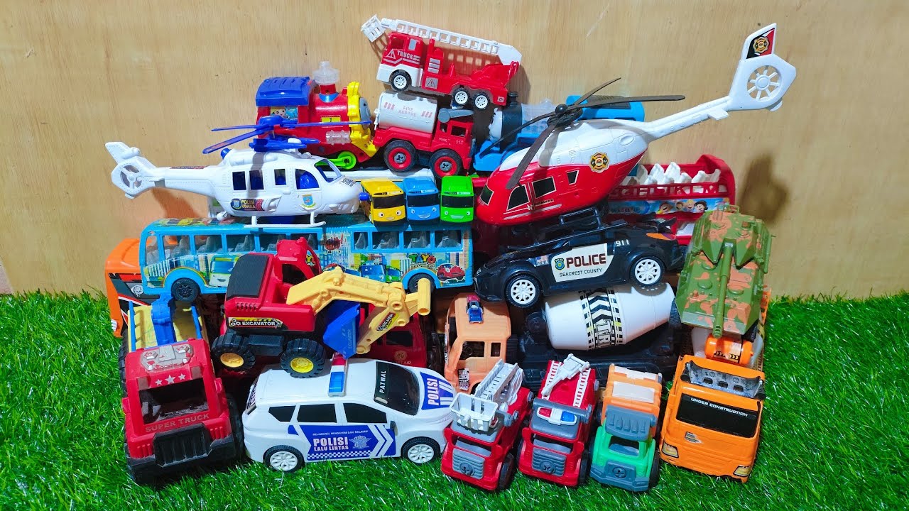 Mobil Mainan Truk Oleng, Mobil Truk Tangki, Mobil Truk Pasir, Mobil Truk Molen, Mobil Polisi, Tayo