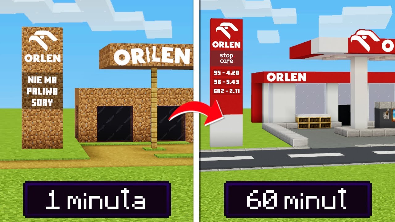 Poprosiłem 10 LOSOWYCH OS&Oacute;B aby zbudowali ORLEN w MINECRAFT!