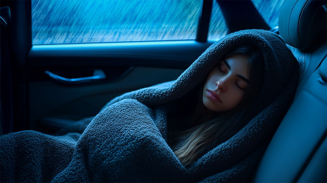 Rain Inside Car at Night for Deep Feelings Calm Thoughts and Inner Peace