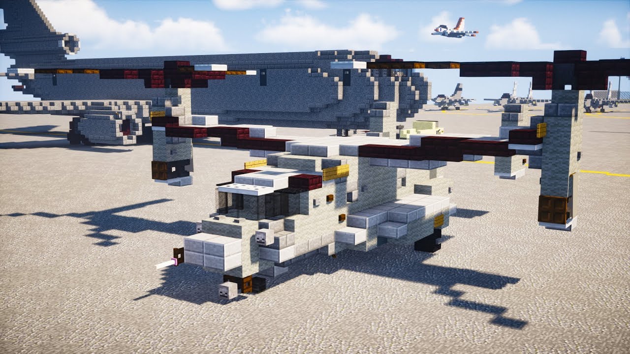 Minecraft V-22 Osprey Tilt-rotor Aircraft Tutorial