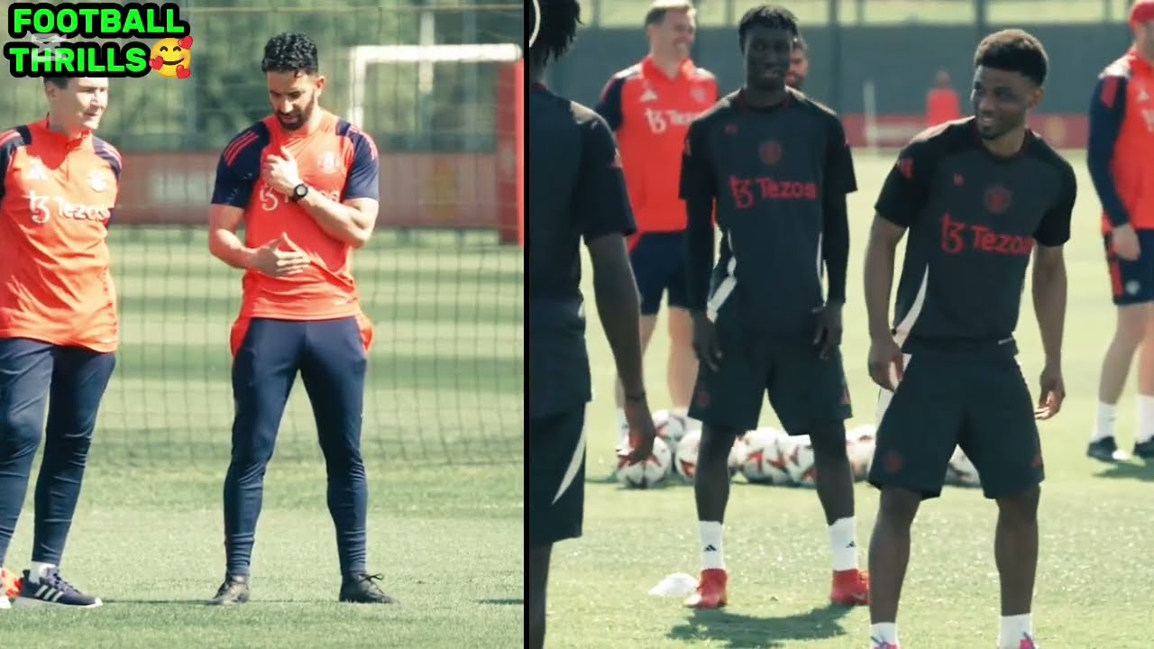 Sekou Kon&eacute; TOYING Bruno Fernandes as he joined First team training ahead of Athletic Bilbao game