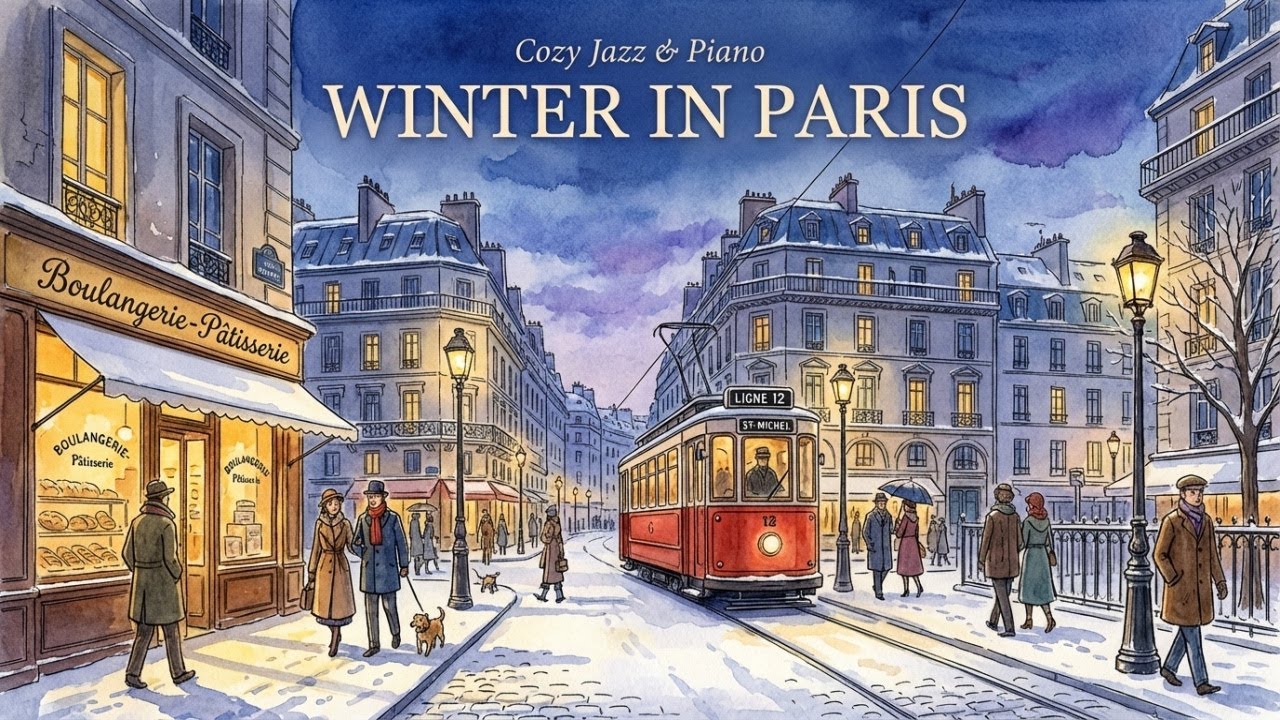 WINTER IN PARIS ❄️ French Instrumental Music — Cozy Coffee & Jazz | Snowfall in the City