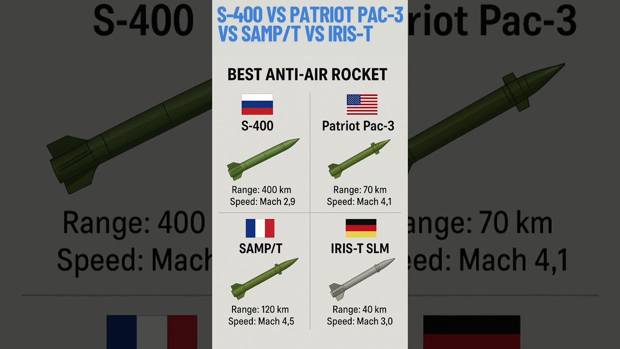 S-400 vs Patriot Pac-3 vs SAMP/T vs IRIS-T 🚀 | Anti-Air Missile Comparison