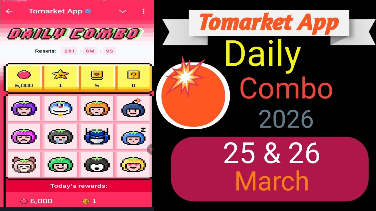 TOMARKET New Update Today | 25 & 26 March  Tomarket Combo Today | New Update To Market |