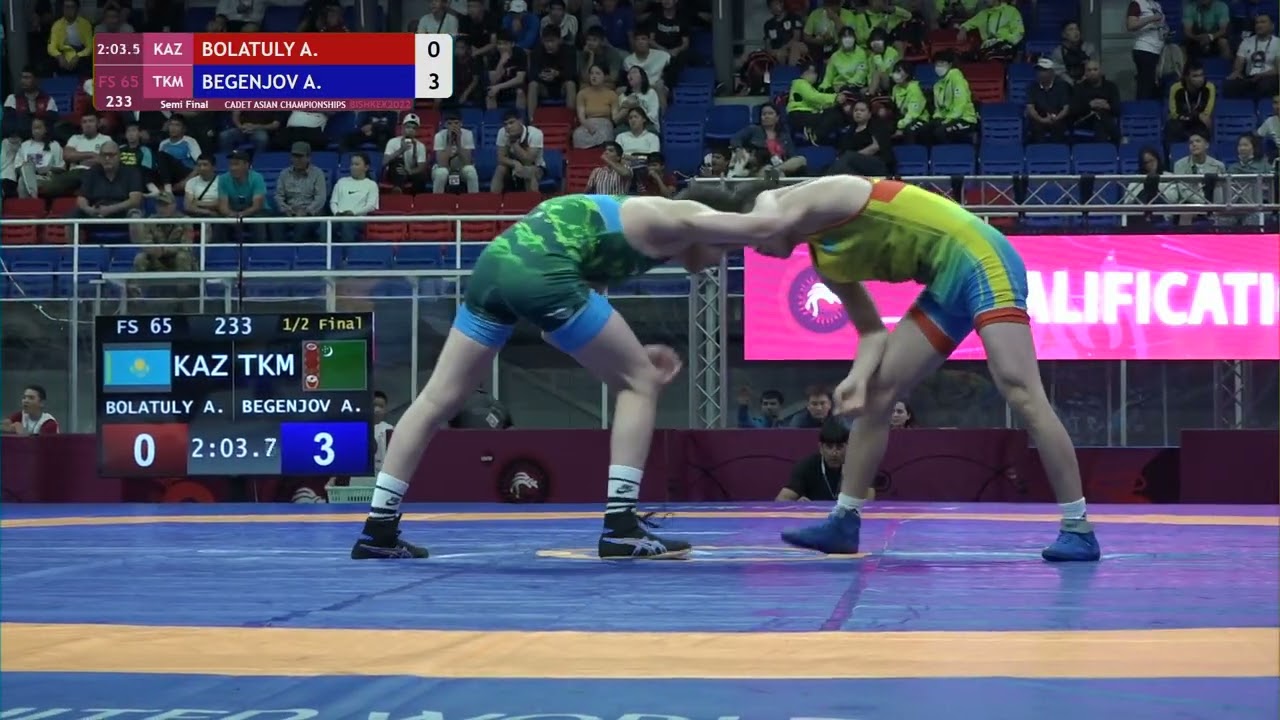 1/2 FS - 65 kg: A. BOLATULY (KAZ) v. A. BEGENJOV (TKM)