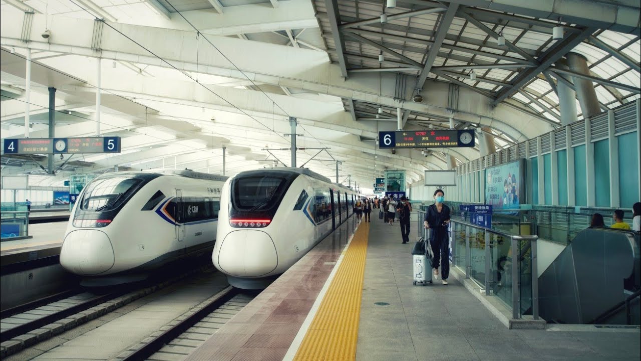 從珠海最北車站到珠海最南鐵路客運車站 ， 體驗珠機城際佛山西-珠海長隆跨線車C7787