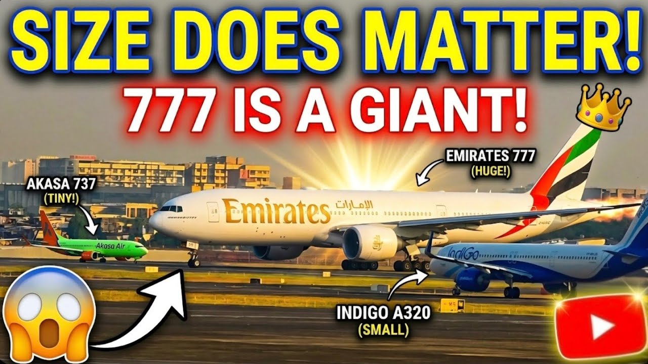 Emirates B777 TakeOff At Mumbai Airport|Size Does Matter! #Emirates #IndiGo #Akasa #b777 #a320 #b737