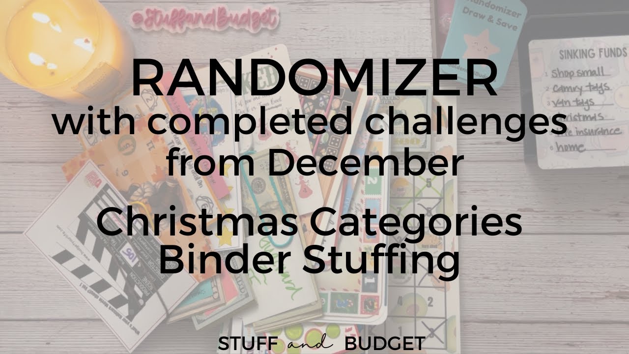 Randomizer for December's Completed Savings Challenges | Christmas Categories Binder Stuffing