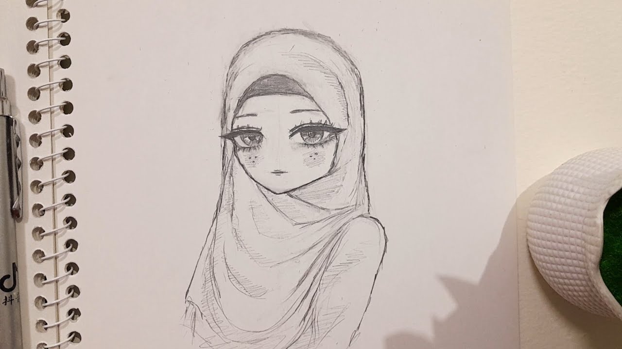 رسم انمي فتاة محجبة جميلة 🫶🏻😍 How to draw|| كيف ارسم انمي 
